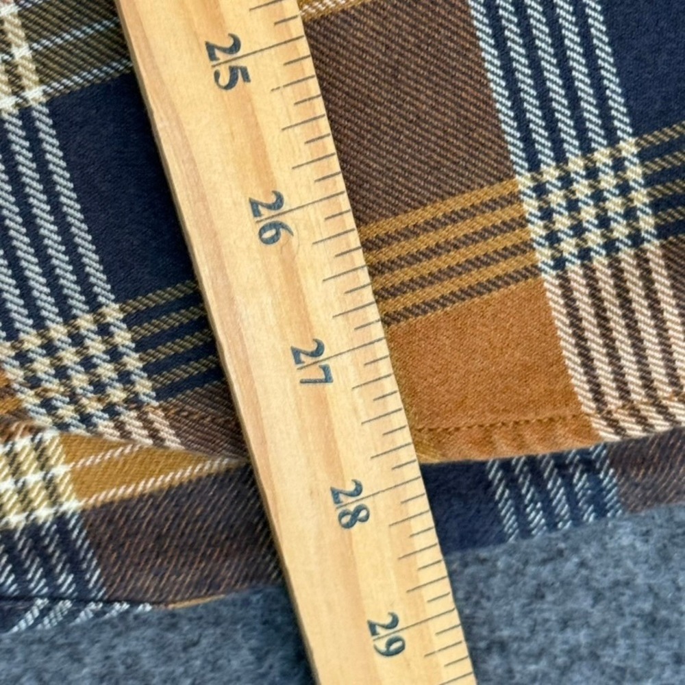 Wallace & Barnes Mens Classic Fit Plaid Flannel Shirt Orange Navy J6096 Small - Picture 8 of 11